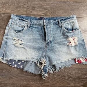 Gap American Flag 4th of July Denim Jean Shorts - 34 3” inseam